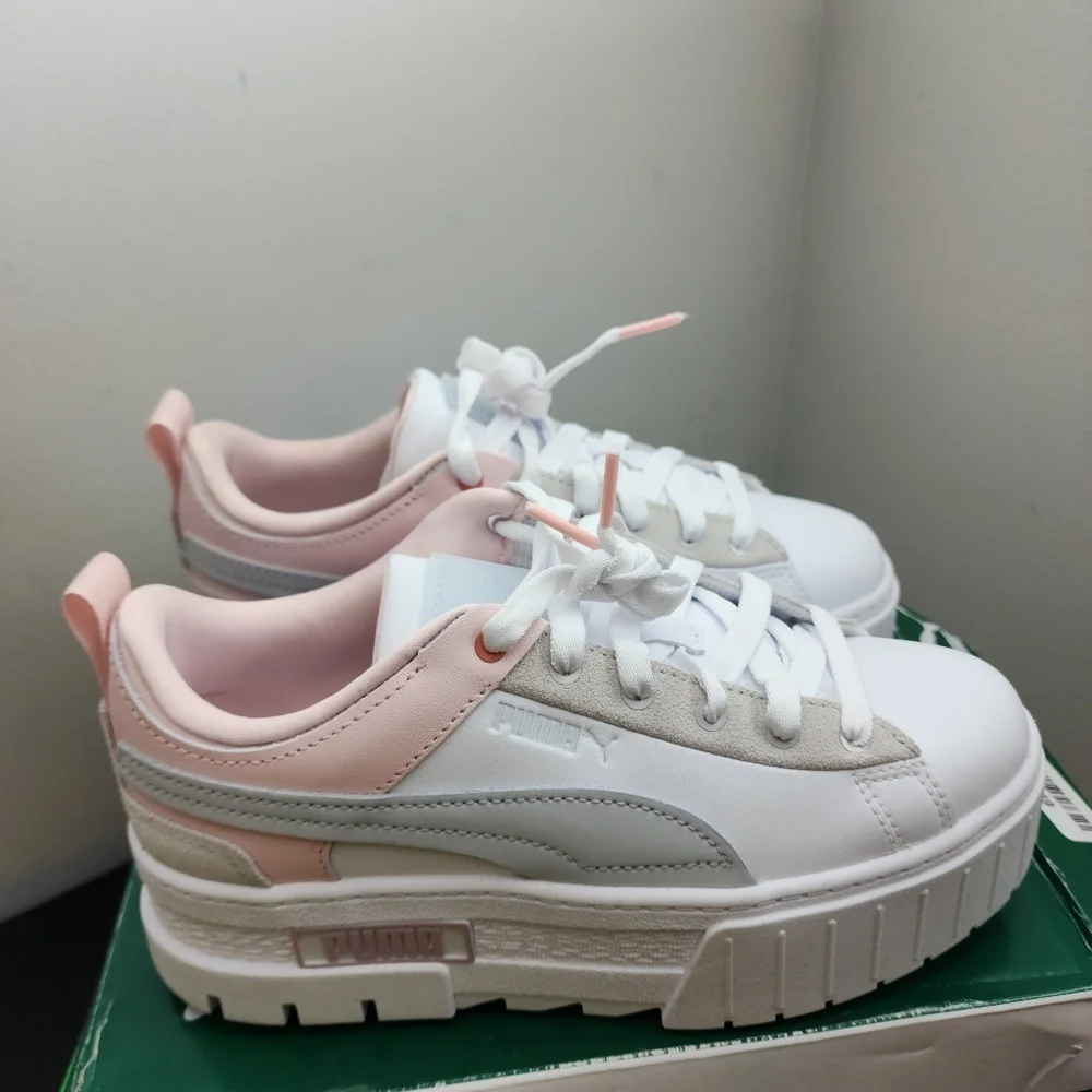 NEW Rare Puma Mayze White Chalk Pink Pastel Skateboarding Sneakers - Picture 7 of 10